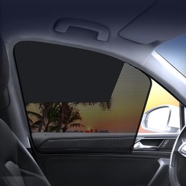 Front Side Window Blackout Sun Shade for Driver Seat and Passenger Seat, Car Window Sunshade, UV Protection, Car Shade, Easy Installation, Car Sun Shade for Side Windows, Black Rubber + Mesh Material
