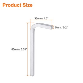 QUARKZMAN Pack of 3 L-shaped square head wrenches, 5 mm, CR-V L-key, 4-point metric bolt wrench, repair tool for basic DIY projects and general applications