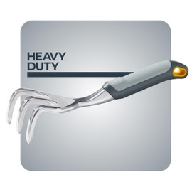 Woodland Tools Heavy Duty Hand Cultivator, 3-Prong Garden Claw Tiller Tool with Anodized Aluminum Head and Soft Ergonomic Grip, Manual Soil Cultivator for Weeding, Digging, and Breaking Up Dirt