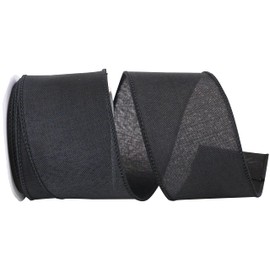 Reliant Ribbon 92573W-031-40F Everyday Linen Value Wired Edge Ribbon, 2-1/2 Inch X 10 Yards, Black