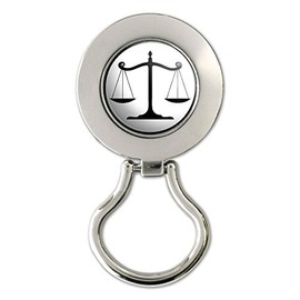 Balanced Scales of Justice Symbol Legal Lawyer White and Black Magnetic Metal Eyeglass Badge Holder