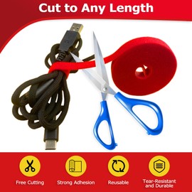 Hook and Loop Tape Roll, 1/2 in 82 FT Reusable Cable Ties, Cut to Length, Double Sided, Self-Gripping Straps, Cord Ties for Office, Home Cable Management (Colored 5Roll*16.4ft)
