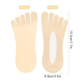 Daelesr 5 Pairs Five Finger No Show Socks Women, Non-Slip Orthopaedic Toe Socks Thin with Gel Tab, Breathable Invisible Socks for Women, Soft Ultra Low Cut Liner Socks Girls, Skin Color