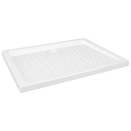 vidaXL White Shower Base Tray with Dots – Durable ABS Construction, Easy-to-Clean Surface, Low Threshold Design for Easy Access – 35.4 x 27.6 x 1.6 Inches