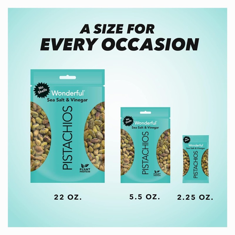 Wonderful Pistachios No Shells, Sea Salt & Vinegar Flavored Nuts,