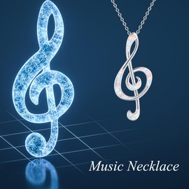 ONEFINITY Music Note Necklace 925 Sterling Silver Opal Pendant Necklace Treble Clef Music Jewelry Gifts for Women Mom Grandma