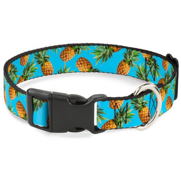 Buckle-Down PC-W32226-NL Dog Collar Plastic Clip Buckle, 1/2"x9"-15", Vivid Pineapples
