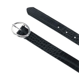 CTM® Women's Croc Print Center Bar Buckle Belt, Small, Black