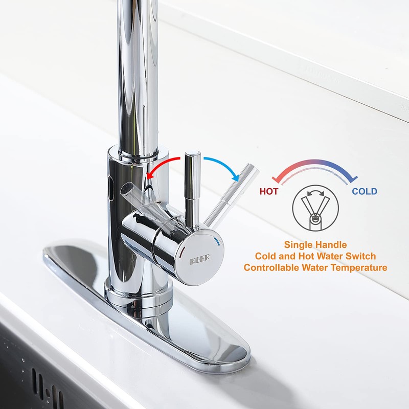 Keer Touchless Faucet with Pull-Down Sprayer, Polished Chrome, Hands-Free, 3