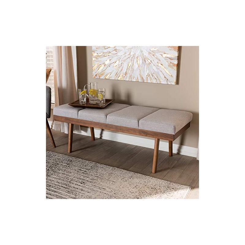 Baxton Studio Larisa Fabric Upholstered Wood Bench in Beige and