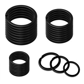 Basetousual 30 pieces of stainless steel key rings, key rings assortment, diameter 35 mm/30 mm/25 mm, key ring, stainless steel, black, key rings small for house keys, car keys, black