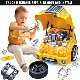 MUGEYMYD Large Truck Engine Toy for Kids 3-5, Take Apart Motor Vehicle Pretend Play Car with Light and Sound, Kids Mechanic Workshop Set, Toy Engine Building Kit for Toddlers.