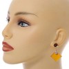 Gold Tone Enamel Square Drop Earrings/Brown/Yellow/40mm Long