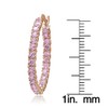 Rose Gold Flash Sterling Silver Pink Cubic Zirconia Round Hoop