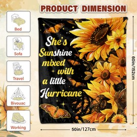 Sunflower Throw Blanket 50"x60" - Soft Fleece Blankets for Women, Sunflower Gifts for Women, Flower Butterfly Yellow Large Thick Blanket for Women on Birthday, Christmas, Thanksgiving, Holiday Decor