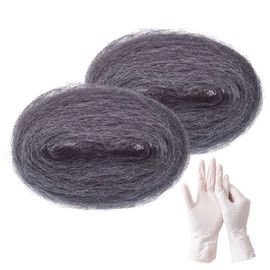 2 Rolls Mice Steel Wool, 3 m Steel Wool Against Mice for Holes, Cracks, Wall and Windows, Easy to Cut Mice Away Steel Wire Wool with Gloves