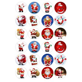 24 edible PRE CUT Christmas Santa kids childrens party decoration cupcake toppers on wafer rice paper