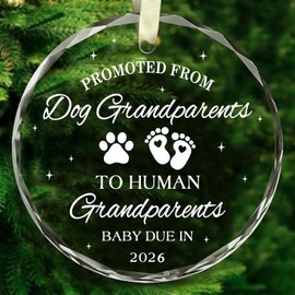 Grandparent Gifts - First Time Grandparents Gifts - New Baby Reveal Gift for Grandma Grandpa - Promoted from Dog Grandparents 2026 Ornament - Mothers Fathers Day Birthday Gift for Grandparent