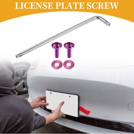Partuto 1 Set 1/4 Inch M6 Universal Anti-Theft Security Number Plate Screws - Car Safety Bolt Fasteners for Number Plate Holder with 2 Washers - Titanium Alloy Purple