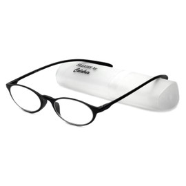 Calabria 719 Flexie Oval Flexible Reading Glasses +4.00 Ebony Black Men Women Trendy Bendable Readers TR-90 Durable Eyeglass