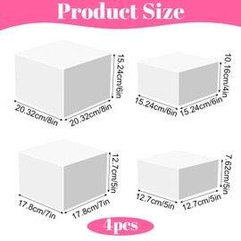 Lemecima 4Pcs Buffet Risers, Food Risers for Buffet, Acrylic Boxes for Display Cube Riser Display Cases Acrylic Square Cube Base, White