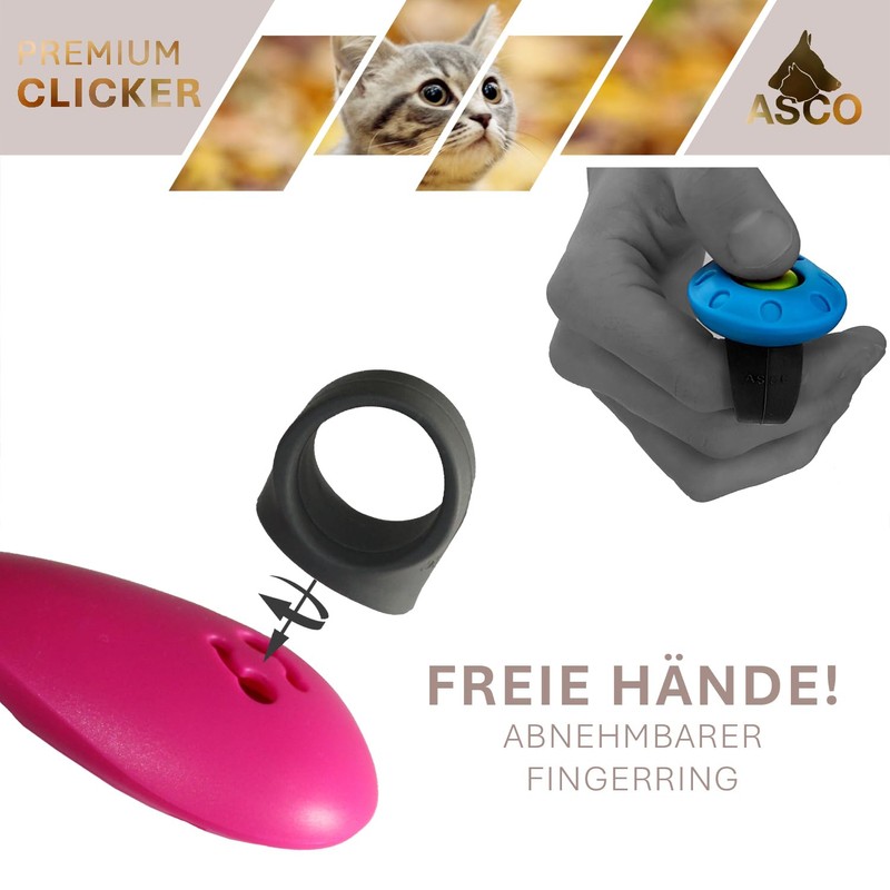 ASCO premium clicker, finger clicker for clicker training, for dogs,