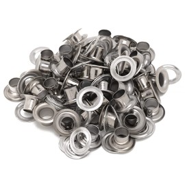 Trimming Shop Iron Eyelets Grommets with Aluminium Washers for Clothing Decoration, Leather Work, Scrapbooking, Art and Craft, DIY Projects (6.5mm, Silver, 50pcs)