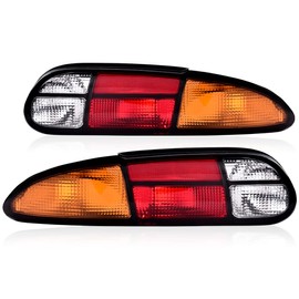 CNNELL Tail Lights Assembly Rear Lights Compatible with Chevy Camaro 1993 1994 1995 1996 1997 1998 1999 2000 2001 2002 LH & RH Tail Lamps Yellow/Red/Clear Lens Black Housing 5976519 5976520