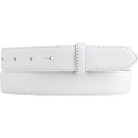 BELTINGER Interchangeable belt made of full cowhide leather with seam 3.0 cm without buckle, soft press stud belt for men and women, 30 mm, jeans belt with fine structure, White