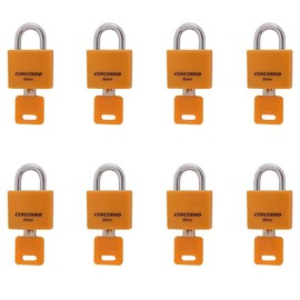 CINCINNO Set of 8 Small Locks，Covered Aluminum Keyed Alike Padlocks，30MM Weatherproof Lock with Same Key,Outdoor Padlock for Sheds, Storage Unit ，School Gym Locker, Toolbox