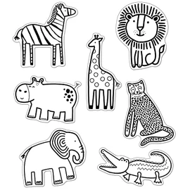 Schoolgirl Style Simply Safari 36 Piece Animals Bulletin Board Cutouts, Black and White Animals Bulletin Board Decorations, Safari Animal Cutouts, Simply Safari Classroom Décor and Playroom Décor