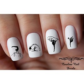 Gymnastics Love Black Child Nail Art Decals Set of 40 decals