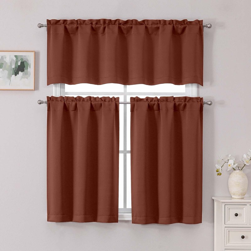 Simplebrand Terracotta Valance for Windows, Short Blackout Curtains for Kitchen/Small