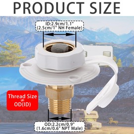 BTSKY RV City Water Fill Inlet Flange Brass with Hose Elbow Check Valve Hookup Connector RV Water Hose Connector City Water Fill Flange City Water Hookup for Camper Trailer Marine