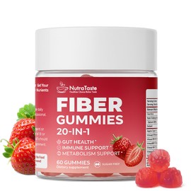NUTRATASTE HEALTHIER CHOICE RICHER TASTE 20 in 1 Fiber Gummies for Adults with Probiotics, Vitamin & Inulin | 9g Fiber for Support Digestive Health, Immune Boost | Vegan, Sugar-Free, 60 Count