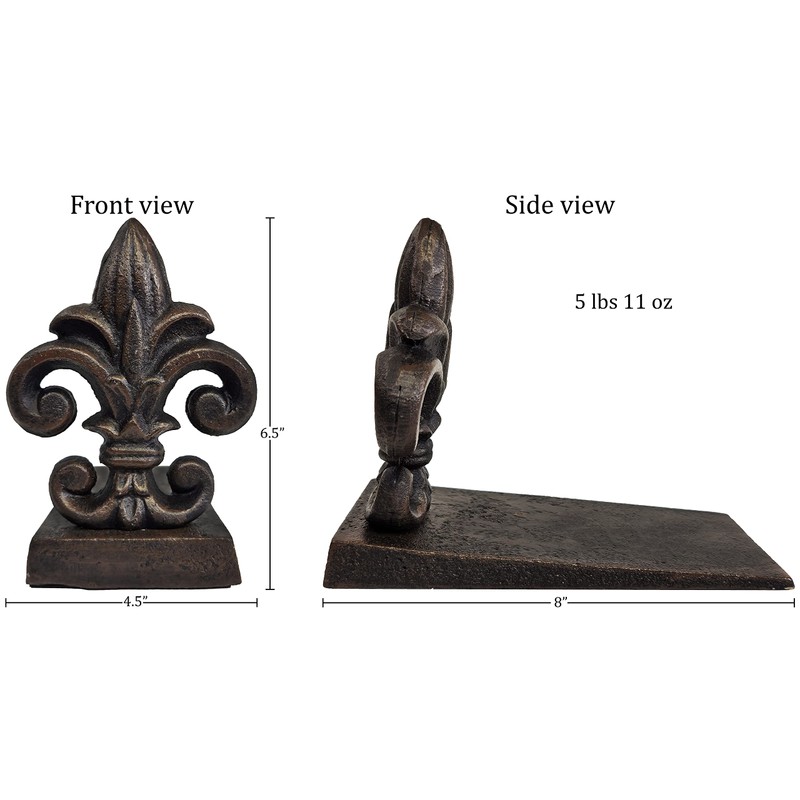 Lulu Decor 100% Cast Iron Fleur De Lis Door Stopper,
