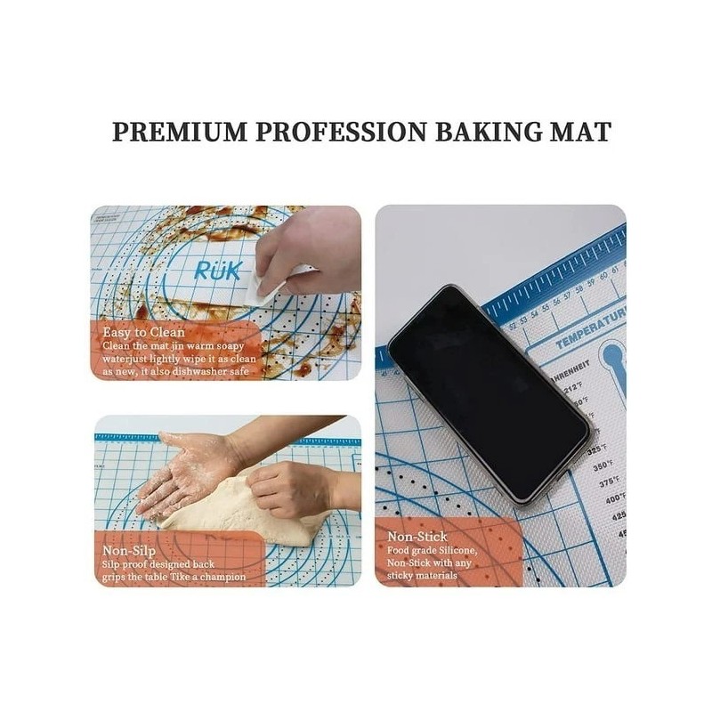 RUK Large Thick Non Stick Silicone Baking Fondant Mat Counter