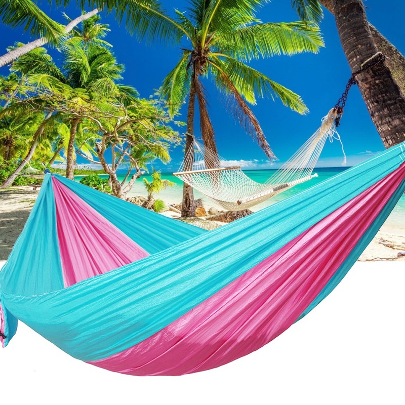 Portable Camping Travel Double Hammock Hanging Bed with Tree Strap