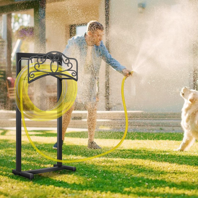 Shomextol Garden Hose Holder -Upgraded Hose Holder Holds,Freestanding Heavy Duty