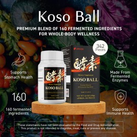 Koso Ball Infused with Pure 160 Fermented Ingredients, Supports Stomach & Intestine Health, Immune Health, Japanese Supplements for Overall Wellness & Balanced Nutrition, Small 342 Pieces, Pack of 1
