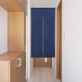 のれん工房, Flame Retardant Plain Curtain, Solid Color, All 14 Colors, Size for Partition, Half-Length Curtain, Flame Retardant Plain, Width 29.5 x Length 59.1 inches (75 x 150 cm) (Dark Blue 11707)