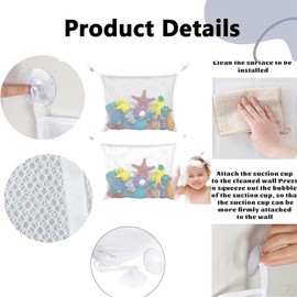 TRHDFW 2Pcs Bath Storage Organiser,Baby Bath Storage,Kids Bath Storage,Bath Storage Net,Baby Product for Baby Bath,Quick Dry Storage Net for Mesh Bath,Keep Bathtub Water Mold Free