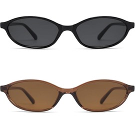 Retro Oval Cat Eye Sunglasses for Women 90s Trendy Small Lightweight Y2k Narrow Sunnies Cateye UV400 Sun Glasses 8057