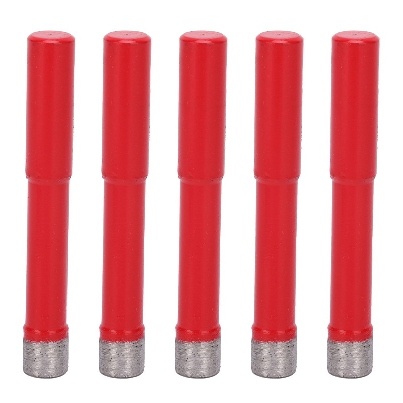 5Pcs Saw Bit Set FlatTooth Diamond Particles Red Coated Drill