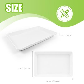 4-Pack Plastic Large White Serving Trays Set - Reusable Serving Platters for Cookie, Appetizer, Charcuterie, Snack, Dessert, Party Food Display - Stackable Kitchen CounterTop Tray, BPA Free