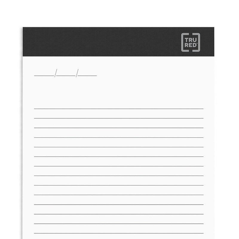 TRU RED Notepad, 5" x 8", Narrow Ruled, White, 50