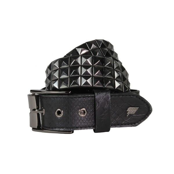 Lowlife Triple S Studded Leather Belt in Black and Snakeskin