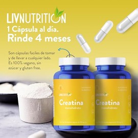 LIV NUTRITION  Creatina Monohidratada 700 Mg Pack x2  60 Cpsulas por Pack  Veganas Sin Azcar Y Sin Gluten  Suplemento Alimenticio Pre Workout         