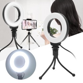 4 Inch 48 LEDs Selfie Ring Light for Zoom Meeting, Portable Mini Selfie Photography, USB Vlog Fill Lamp, Desktop Ring Light with Tripod Stand for Makeup/Vlog/Computer/Laptop/Live Streaming/Video Call