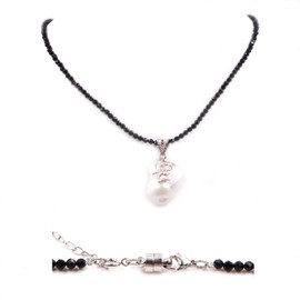 Fukugems Real Baroque Pearl Pendant Necklace for Women Choker Necklace, Beautiful Gift for Mother and Girlfriend, Stone, Quartz